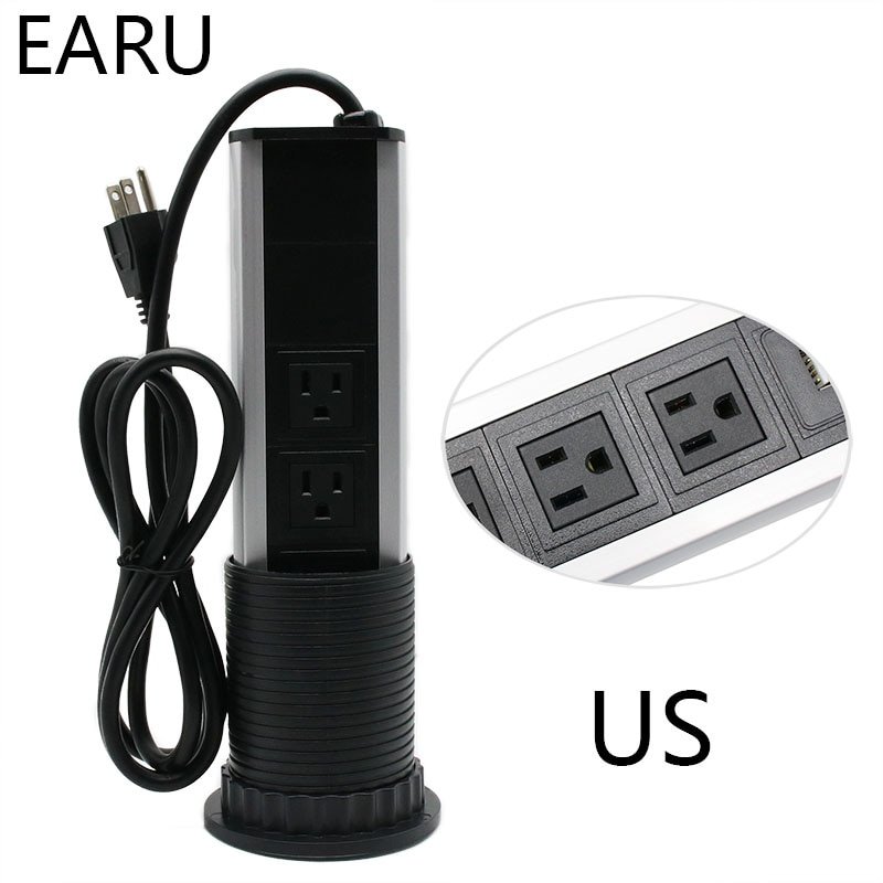 220V-16A-PULL-POP-UP-Electrical-3-Plug-Socket-2-USB-Kitchen-Table-Plug-Sockets-Retractable-3 220V 16A PULL POP UP Electrical 3 Plug Socket 2 USB Kitchen - Image 4