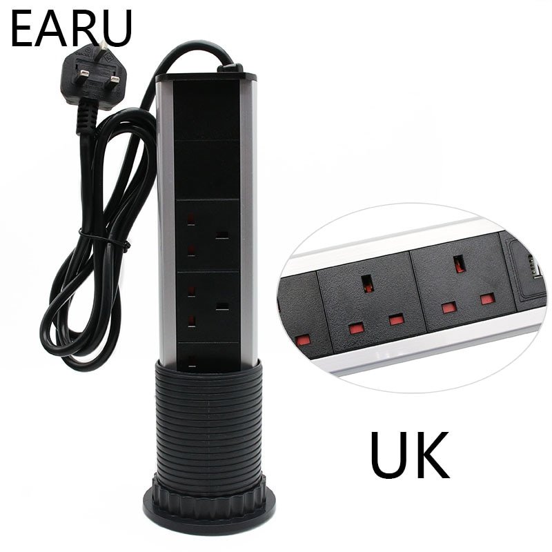220V-16A-PULL-POP-UP-Electrical-3-Plug-Socket-2-USB-Kitchen-Table-Plug-Sockets-Retractable-4 220V 16A PULL POP UP Electrical 3 Plug Socket 2 USB Kitchen - Image 5