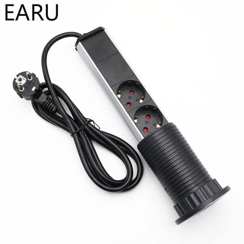 220V-16A-PULL-POP-UP-Electrical-3-Plug-Socket-2-USB-Kitchen-Table-Plug-Sockets-Retractable-5 220V 16A PULL POP UP Electrical 3 Plug Socket 2 USB Kitchen - Image 6