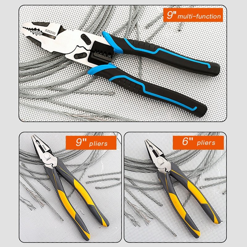 6-8-9-Multifunction-Pliers-Set-Combination-Pliers-Stripper-Crimper-Cutter-Heavy-Duty-Wire-Pliers-Diagonal-3 6''8''9'' Multifunction Pliers Set Combination Pliers Stripper - Image 4